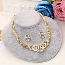 Load image into Gallery viewer, amazing price Dubai Jewelry Sets Crystal Necklace Bracelet Earrings Ring Nigerian Wedding Party Women Fashion Jewelry Set
