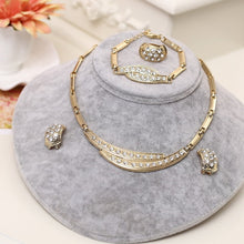 Load image into Gallery viewer, amazing price Dubai Jewelry Sets Crystal Necklace Bracelet Earrings Ring Nigerian Wedding Party Women Fashion Jewelry Set
