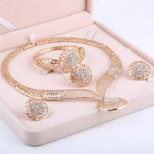 Load image into Gallery viewer, amazing price Dubai Jewelry Sets Crystal Necklace Bracelet Earrings Ring Nigerian Wedding Party Women Fashion Jewelry Set
