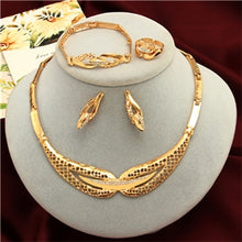 Load image into Gallery viewer, amazing price Dubai Jewelry Sets Crystal Necklace Bracelet Earrings Ring Nigerian Wedding Party Women Fashion Jewelry Set
