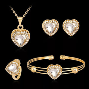 amazing price Dubai Jewelry Sets Crystal Necklace Bracelet Earrings Ring Nigerian Wedding Party Women Fashion Jewelry Set