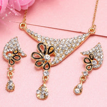 Load image into Gallery viewer, amazing price Dubai Jewelry Sets Crystal Necklace Bracelet Earrings Ring Nigerian Wedding Party Women Fashion Jewelry Set
