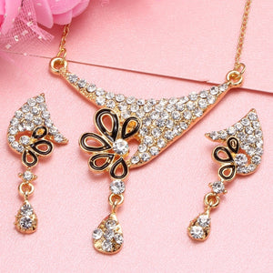 amazing price Dubai Jewelry Sets Crystal Necklace Bracelet Earrings Ring Nigerian Wedding Party Women Fashion Jewelry Set