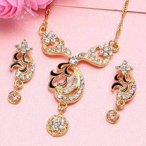 amazing price Dubai Jewelry Sets Crystal Necklace Bracelet Earrings Ring Nigerian Wedding Party Women Fashion Jewelry Set