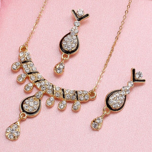 amazing price Dubai Jewelry Sets Crystal Necklace Bracelet Earrings Ring Nigerian Wedding Party Women Fashion Jewelry Set