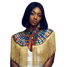 Load image into Gallery viewer, Ankara African Net Necklaces Shawl Collar With Tassel Women Clothings Accessories African Multistrand Necklace Jewelry SP055
