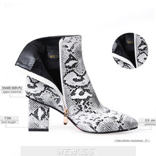 Load image into Gallery viewer, WETKISS Colorful Snakeskin Ankle Boots Women Thick High Heels Shoes Woman Snake Print Booties Winter Fashion Ladies Shoes
