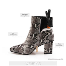 Load image into Gallery viewer, WETKISS Colorful Snakeskin Ankle Boots Women Thick High Heels Shoes Woman Snake Print Booties Winter Fashion Ladies Shoes
