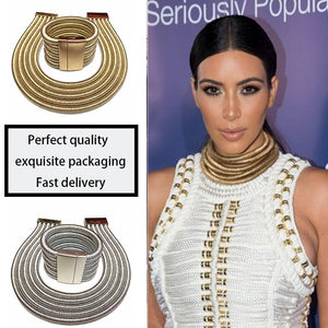 African Jewelry Set Fashion Choker Necklace Sets for Women Kim Kardashian Bohemia Bracelet Statement Jewelry Magnetism Button